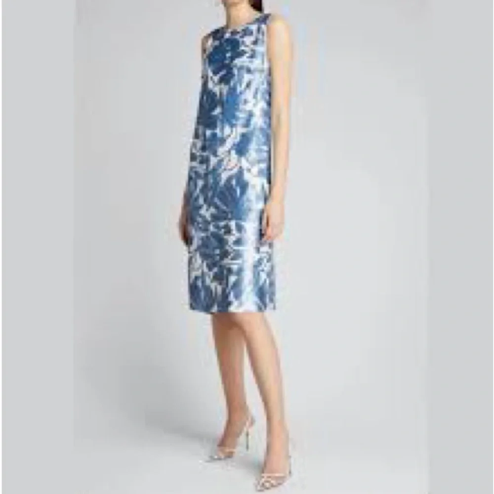 Lafayette 148 New York XS Blue Sequin Noah Dress Floral NWOT - Picture 2 of 16